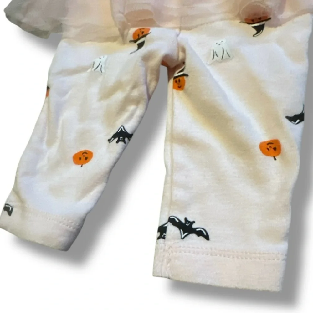 Pink Halloween Tutu Leggings Combo Carters Girls Size 3 Months Pumpkins Ghosts